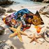 Personalisierbares Strandtuch mit Demon Slayer Aufdruck und individuellem Namen, für Reise, Camping, Strandparty, Heimdekoration, Geburtstagsgeschenk für Familie & Freunde