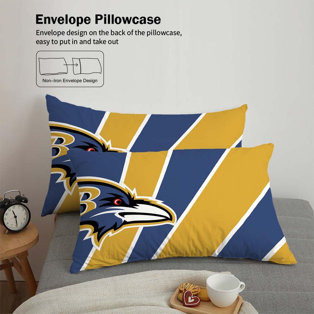 Balmore Ravens Bett Dreiteiliges Rugby-Team Polierte Heimtextilien Digitaldruck Bettbezug Kissenbezug