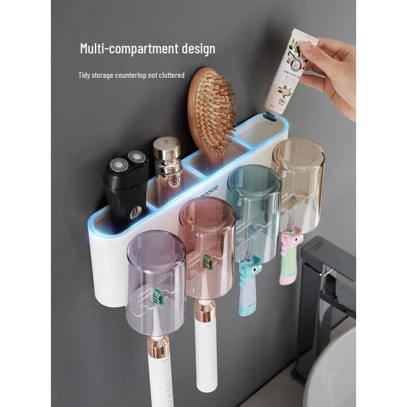 HANDUNYOU Wall-Mounted 3-Cup Ceramic Toothbrush Holder