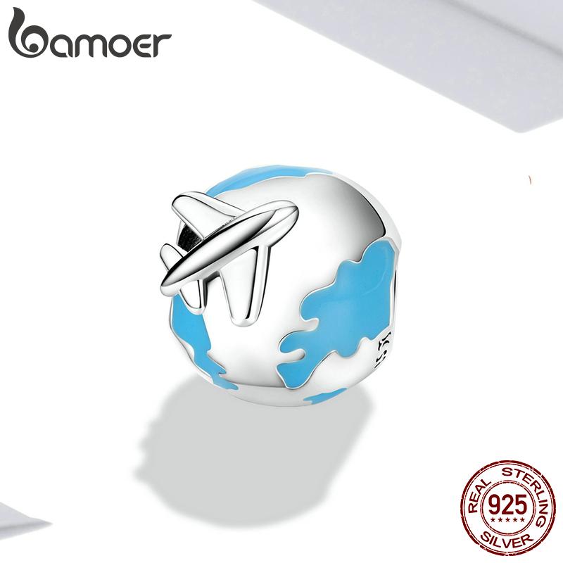 BAMOER 925 Sterling Silver Colorful Zircon Love Balloon Bear Pendant for Women Fine Jewelry