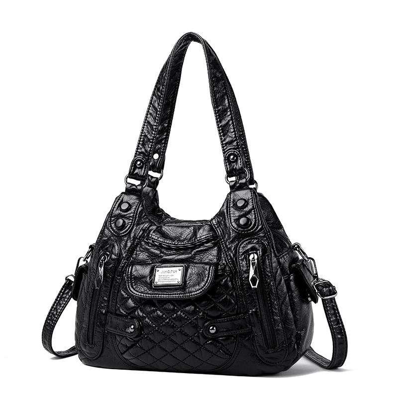 Ny Mode Casual Tote Väska Damhandväskor Mjukt Läder Axelväskor Vintage Stor Kapacitet Crossbody Väska Handväska För Damer