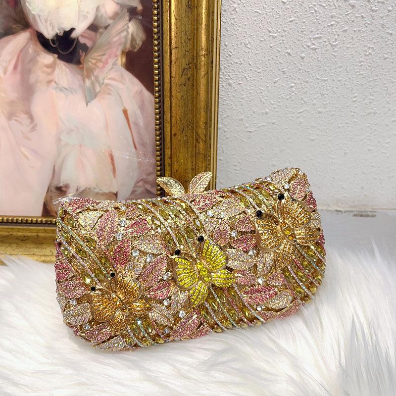 

Luxury shiny rhinestone bow crystal chain celebrity temperament noble hand holding dinner bag