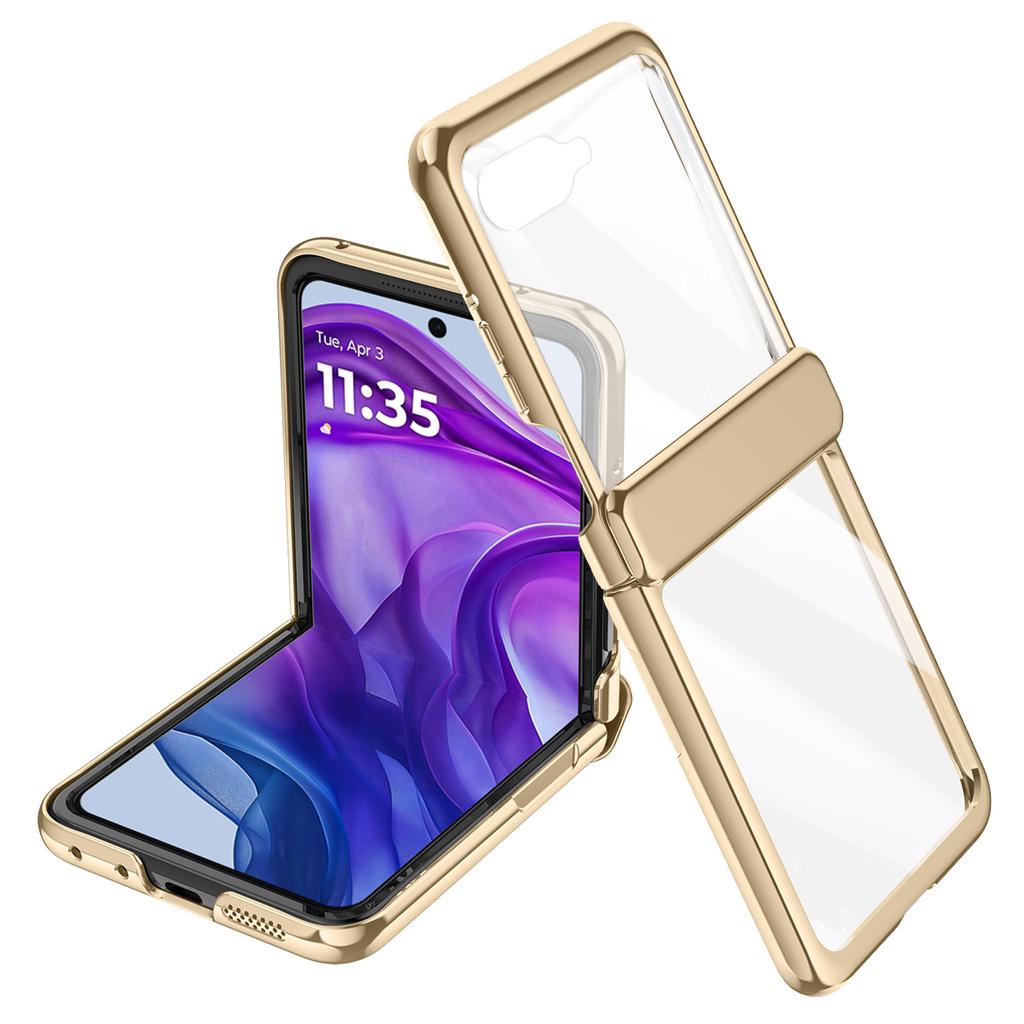 For Motorola Razr 50 5G Case PC+Acrylic Phone Cover with Rear Small Screen Protector Hinge Protection