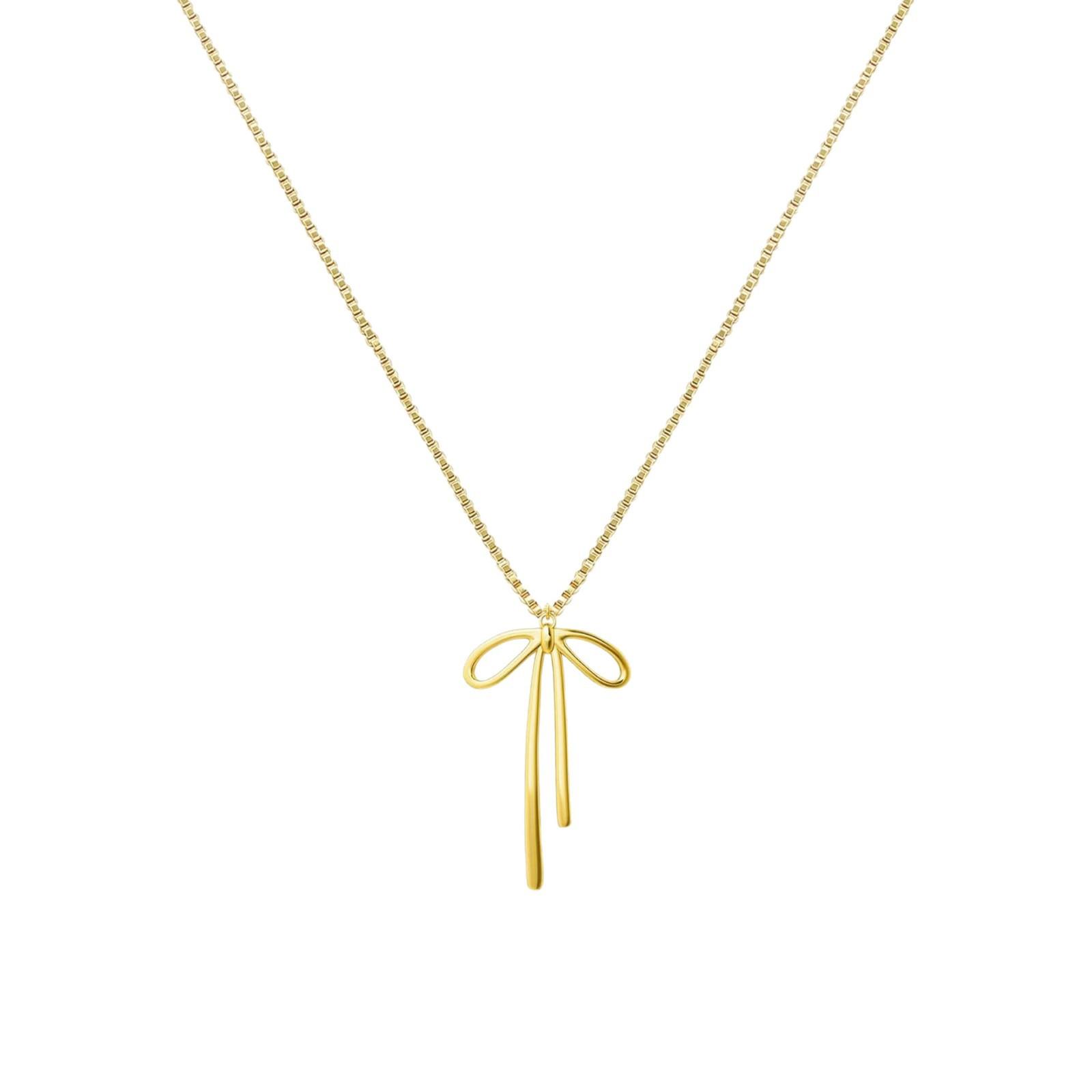 Trendy Gold Bow Necklace Gold Plated Cute Bow Pendant Bow Chain Choker Necklaces for Women Christmas Party Gifts
