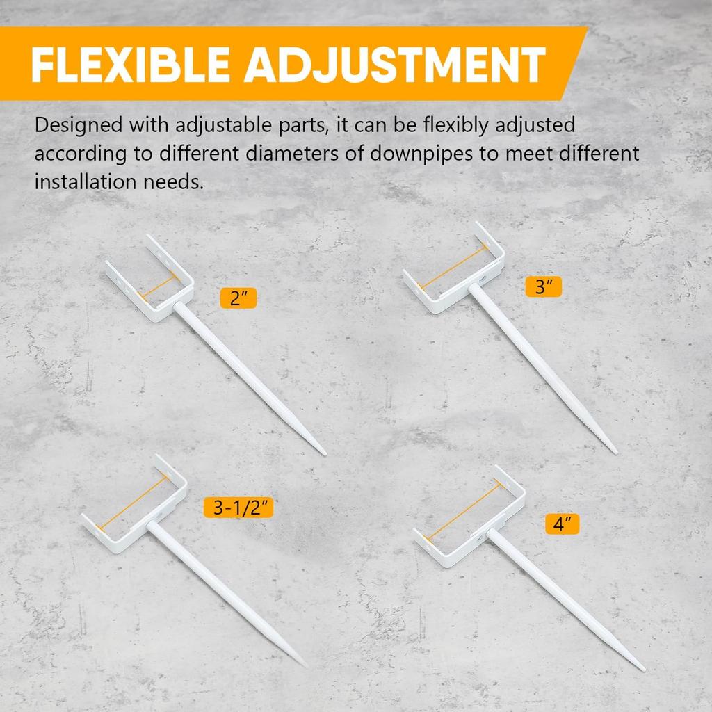 White Adjustable Anti Rust Rain Pipe Fixing Bracket 4 Pcs