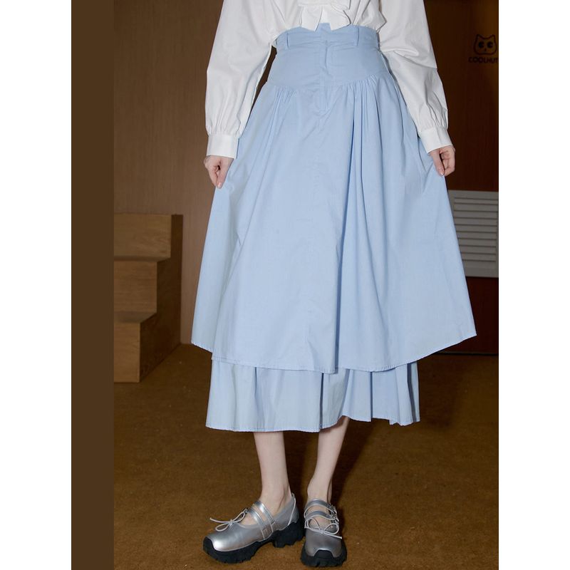 Coolhut2026 Spring Fresh Double-Layered Skirt Women's Skirt with a High-Waisted Design