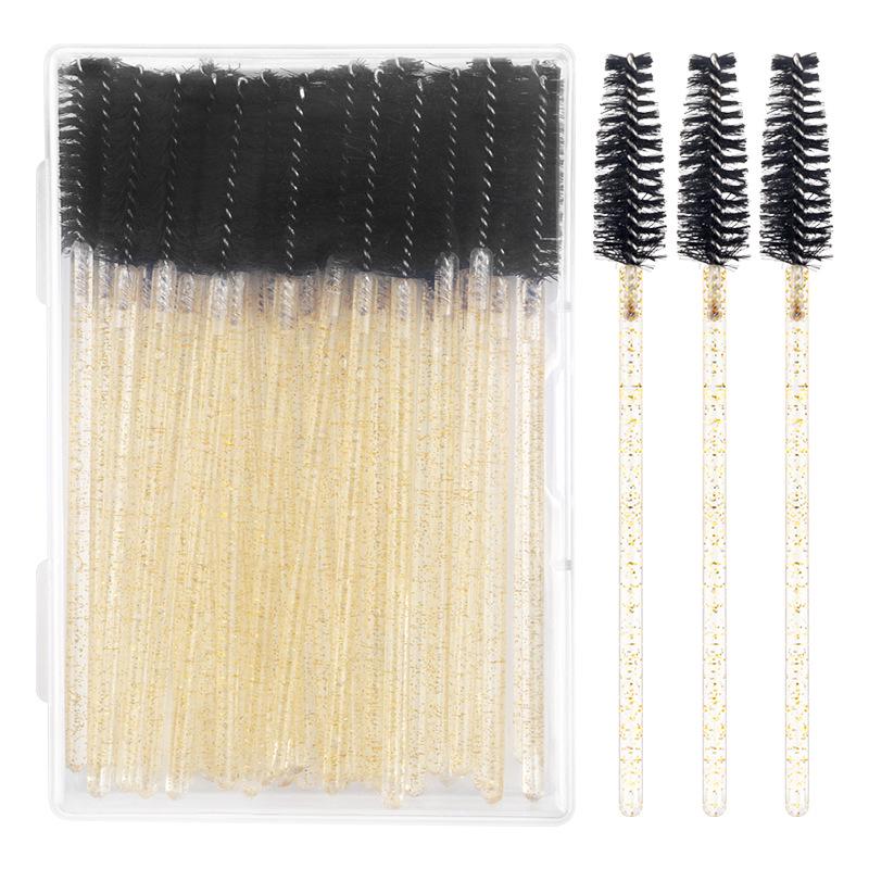 50-Pack Disposable Eyelash & Eyebrow Brushes with Crystal Rods