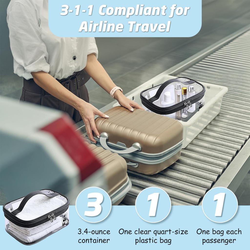 2 X Clear Travel Toiletries Bag Cosmetic Toiletry Pouch Liquids Makeup Organiser