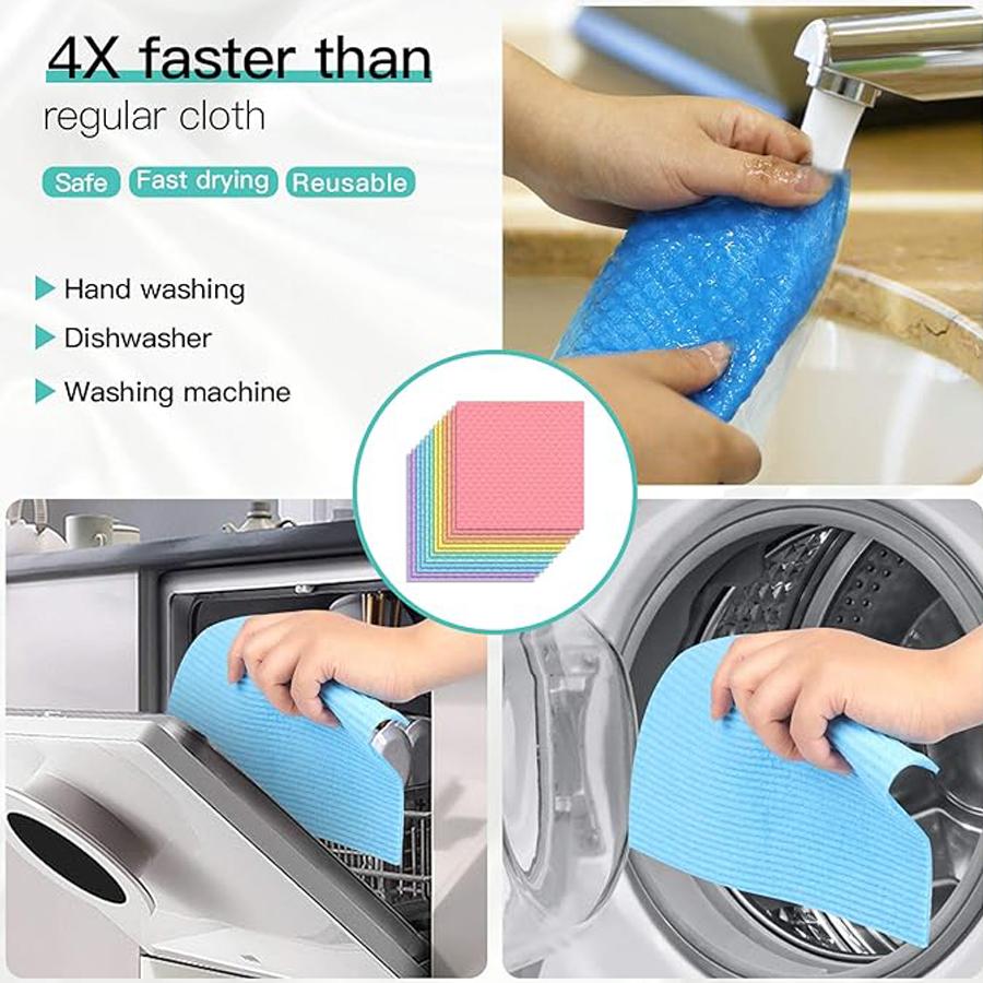 6-Pack Cleaning Cloth, Super Absorbent Multi-purpose Kitchen Tableware Glass Cleaning Cloth, Environmentally Friendly Decontamination Cloth