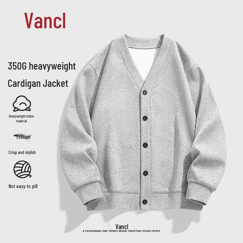 VANCL Men's V-Neck Casual Open-Front Sweatshirt
