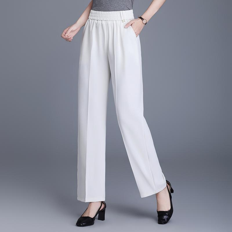 Women's Plus Size High Waist Cropped Wide Leg Pants – Elastic Waist Stretchy Polyester Trousers (Sizes XL-6XL)
