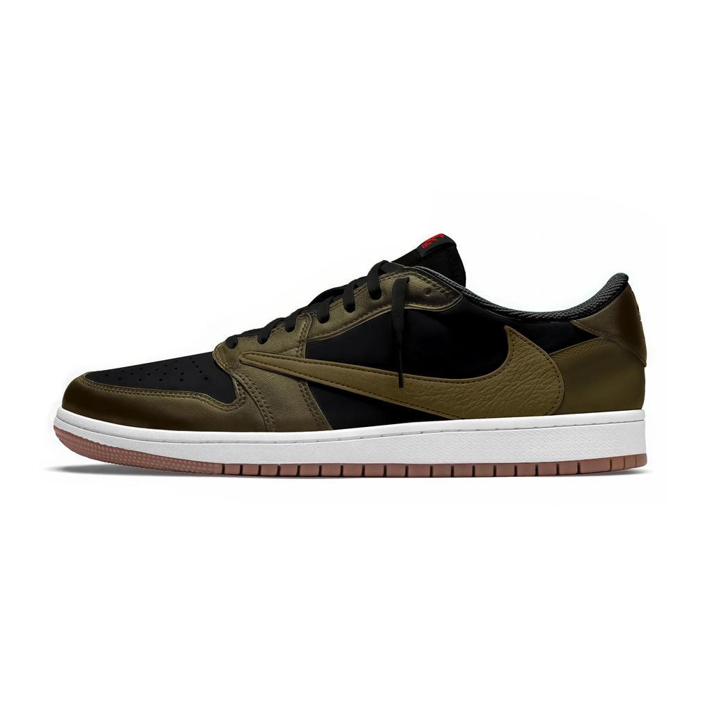 Travis Scott X Jordan Air Jordan 1 Vintage Basketballschuhe Unisex Low Top Schwarz DZ4137-700(Team1142-)