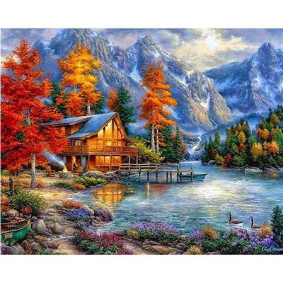 Pittura con Diamanti 5D Fai da Te Mappa Paesaggio Ricamo Punto Croce Strass Mosaico Decorazione per la Casa