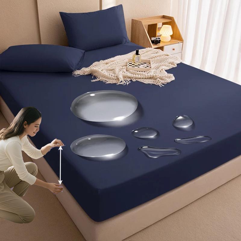 Waterproof Solid Color Mattress Covers Protector Adjustable Non-slip Bed Fitted Sheet with Elastic Band for King 90/160/180x200