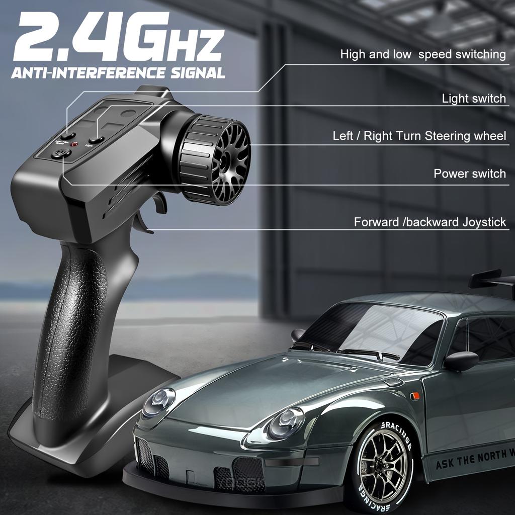 Remote Control , 1:24 Scale RC Drift , 2.4Ghz 4WD RC Toy with Lights, Tires, and Barricade Tool, Perfect Gift for Boys and Girls