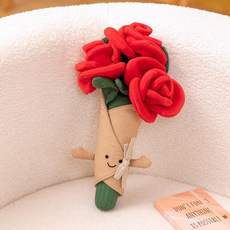 Creative Fun Bouquet of Flowers, Roses, Dolls, Hamburger, Plush Toys, Children's Girls Birthday Gifts