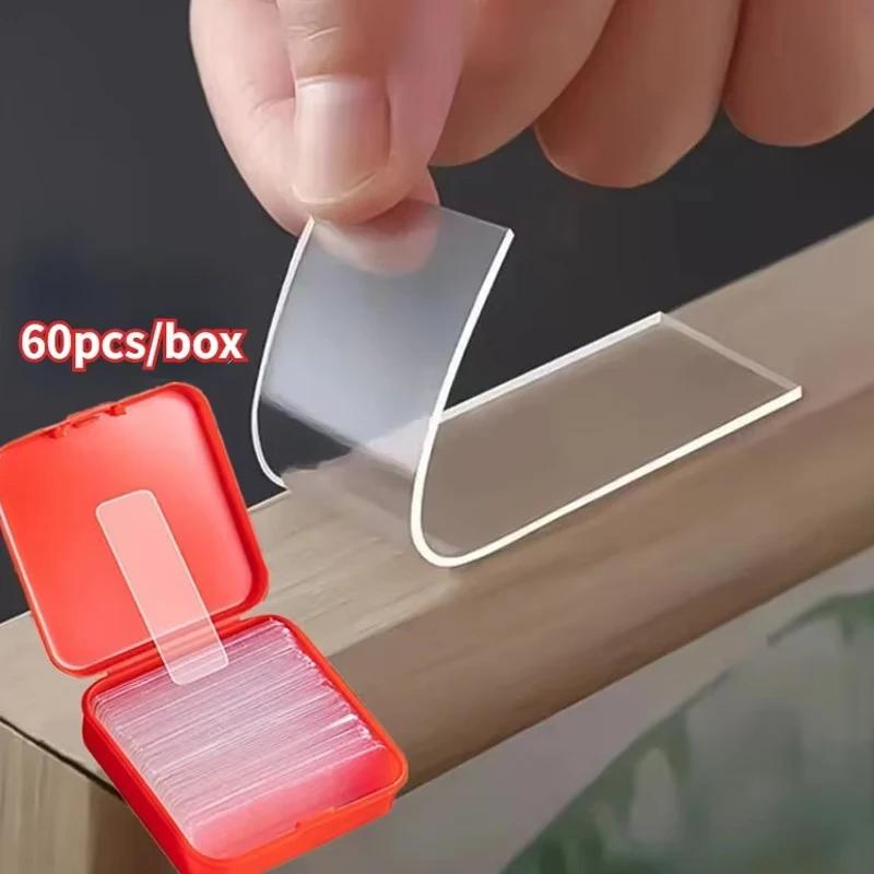 60Pcs/Set Multifunctional Double Sided Adhesive Tape Waterproof Removable Reusable Mounting Tape for Walls Wood Tile Plastic