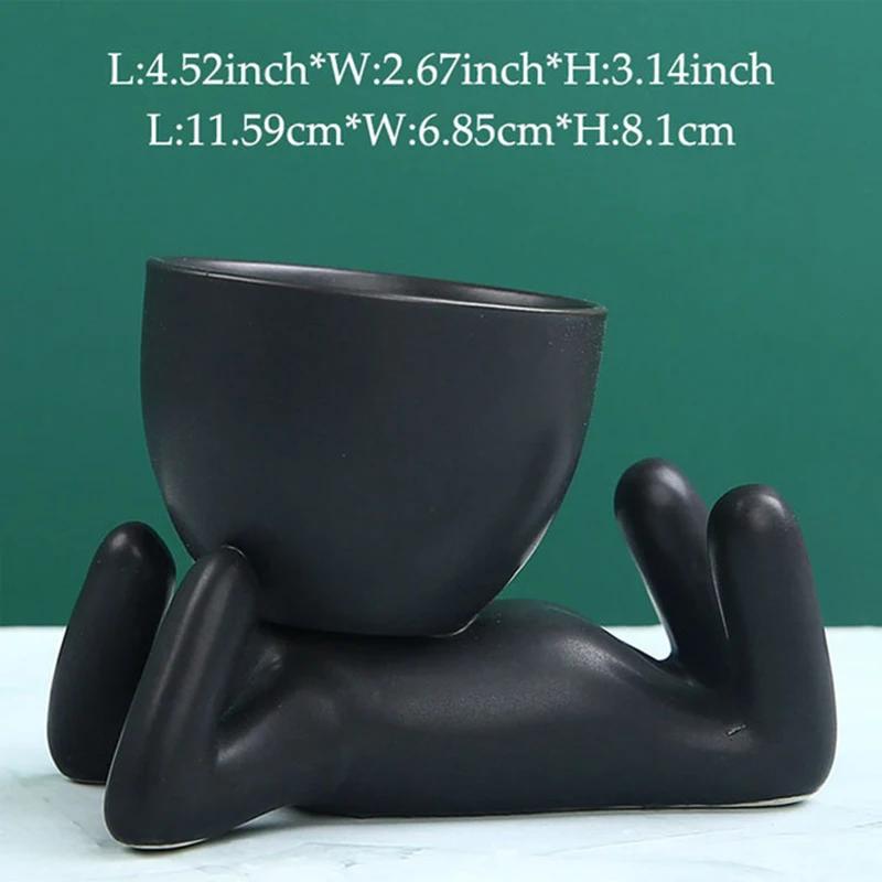 Decorative Succulent Planter Pot with Drainage Hole Handmade Ceramic Flower Pot Vase Statue Ornament for Indoor Outdoor