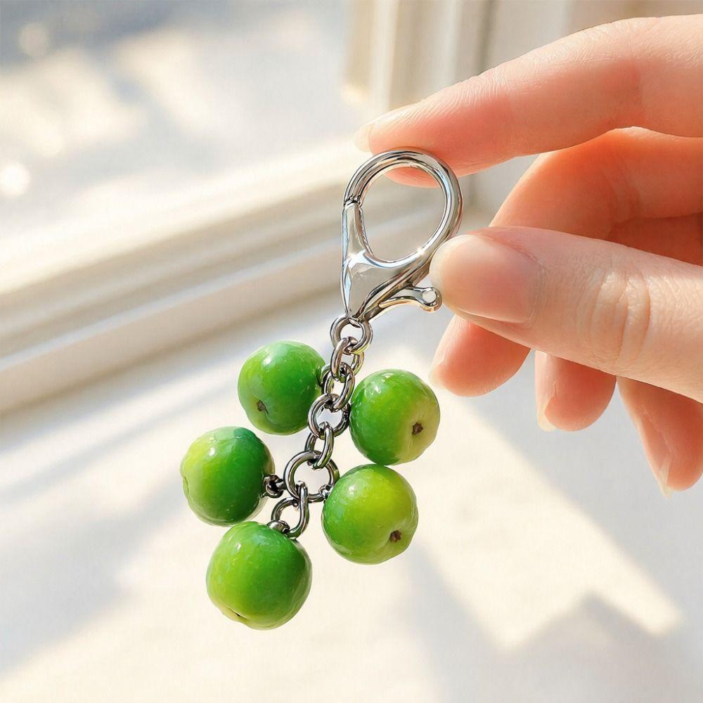 Chunky Beads Red Fruit Key Chain Realistic 3D Resin Key Ring Berry Bag Charm  Girls Kids