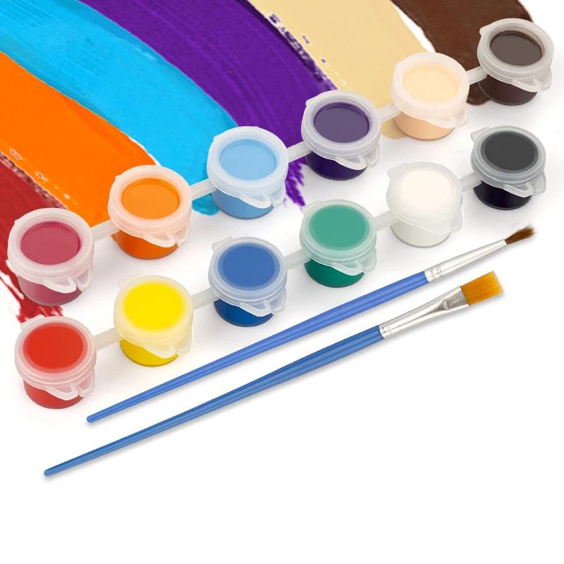 12 Color Acrylic Paint Set 6Grid Graffiti Paint With Drawing Pen DIY Paint Gypsum Doll Acrylic Paint Student Drawing Stationery