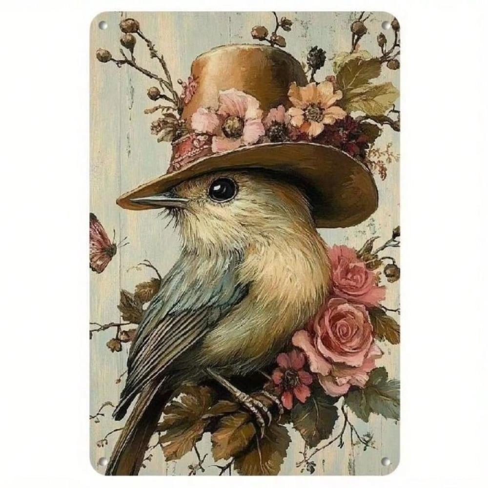 Vintage Metal Tin Sign Bird Wall Art Decor for Bar Garage