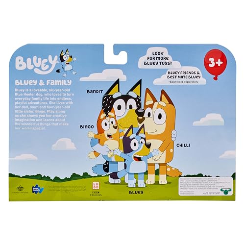 Bluey 2.5-3 Inch Poseable Figure 4-Pack with Bluey Bingo