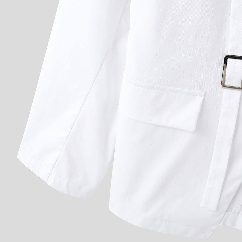 Autumn Men's Fashion Hollow Metal Buckle Performance Suit Solid Color Slim Fit Blazer
