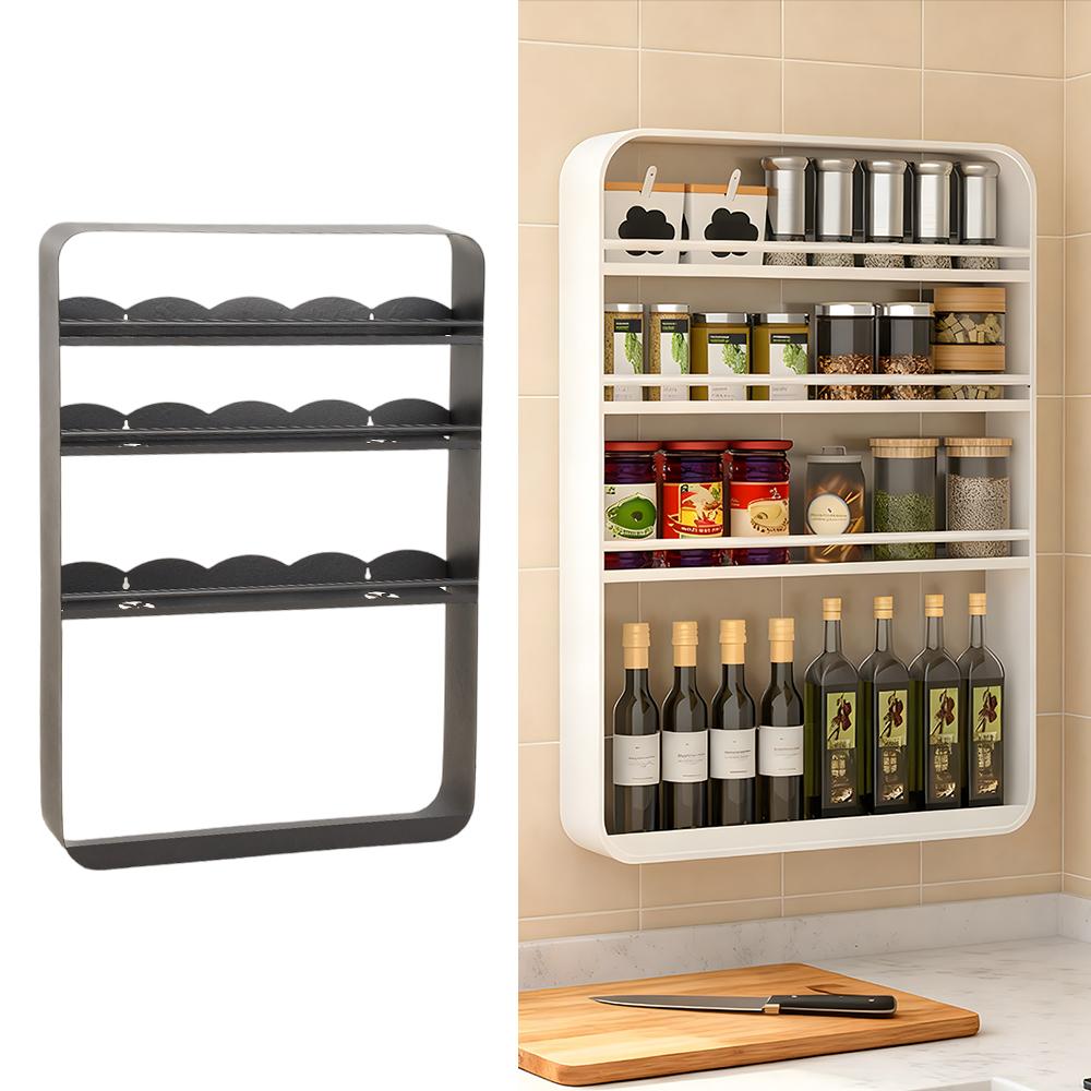 No-Drilling Wall-Mounted Kitchen Storage Shelf Multi-Purpose Storage Rack for Bathroom, Space-Saving Storage Organizer for Toiletries, Spices, Books