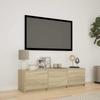 TV Stand with LED Lighting Sonoma Oak Finish 140 x 34 x 40 cm