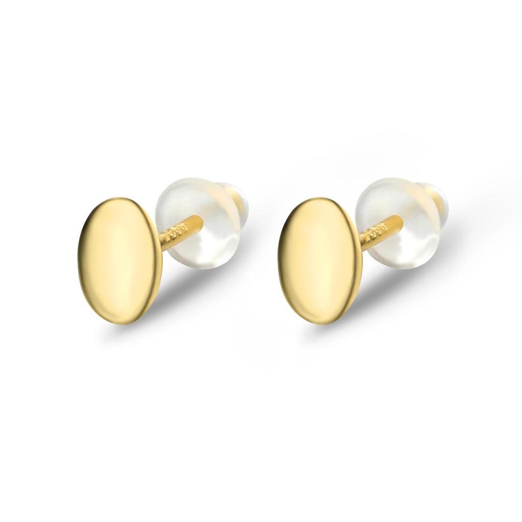 Exquisite Geometric Oval Light Gold S925 Sterling Silver Stud Earrings for Women