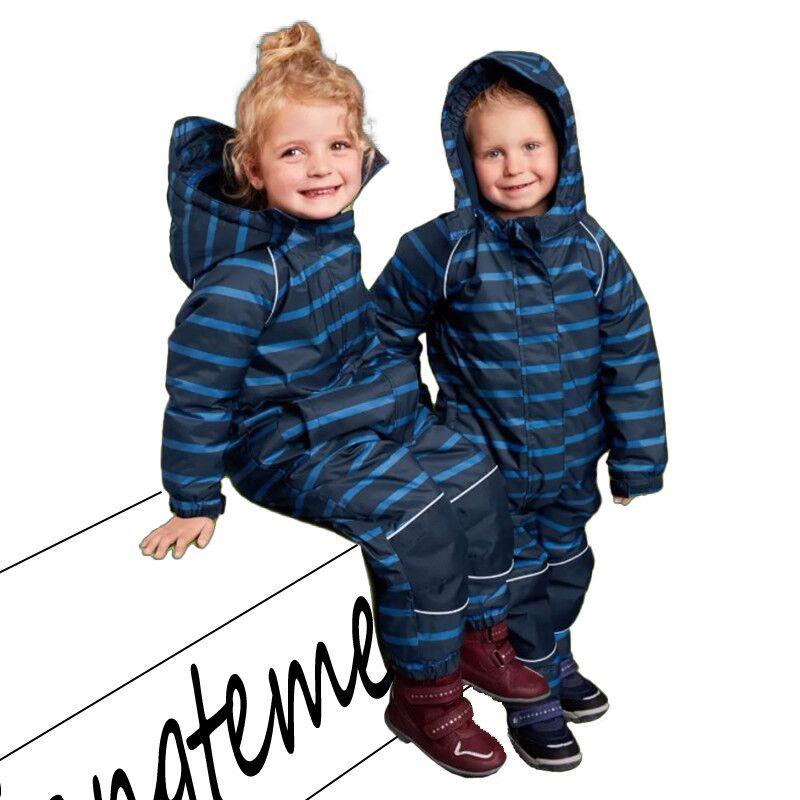 Foreign Trade Boys  and Girls  Outdoor Padded and Fleece-Lined Thickened Ski Jackets, Windproof and Waterproof Cotton Coats Dark Blue 86/92 Height Below 92cm
