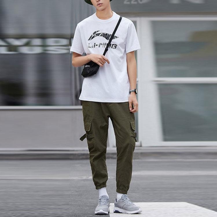 Li-Ning Silver Logo Casual Short Sleeve T-Shirt Men Tops White AHSP495-7
