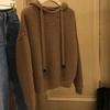 Sweaters Coat Cardigan for Women Winter Oversize Fleece Hooded Solid Color Loose Long Sleeve Knit Sweaters Coat