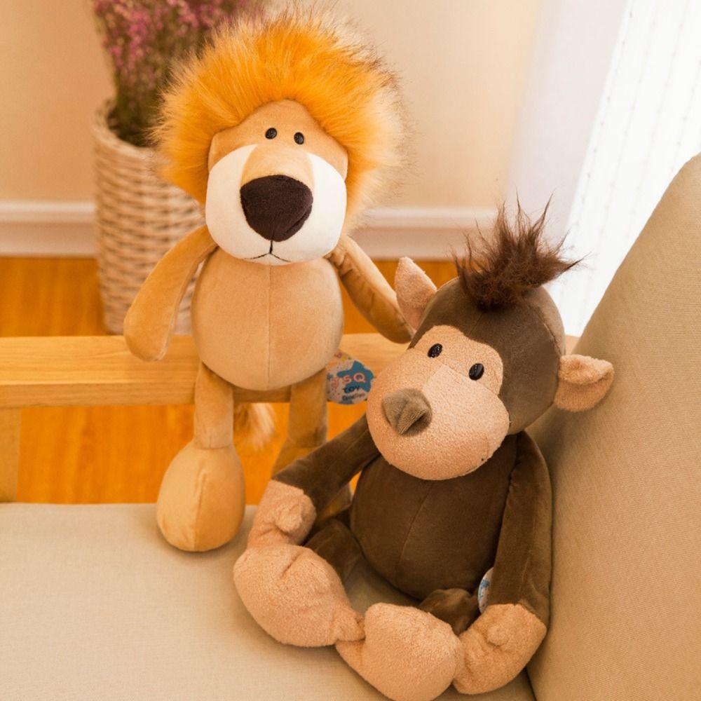 Lion Monkey Plush Stuffed Toy Simulation Forest Animal Doll Giraffe Plush Toys  Boys Girls