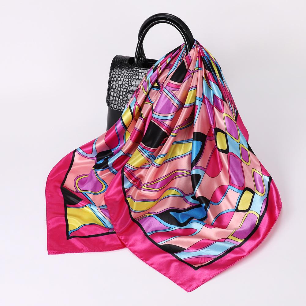 

Высококачественные роскошные шелковые шарфы, повязка на голову, шарфы, шейный шарф для женщин, шелковый шарф с цепочкой, женская декоративная шаль 90cm