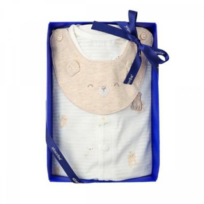 Organic Sprout Bear Romper  With Bib  A1110614