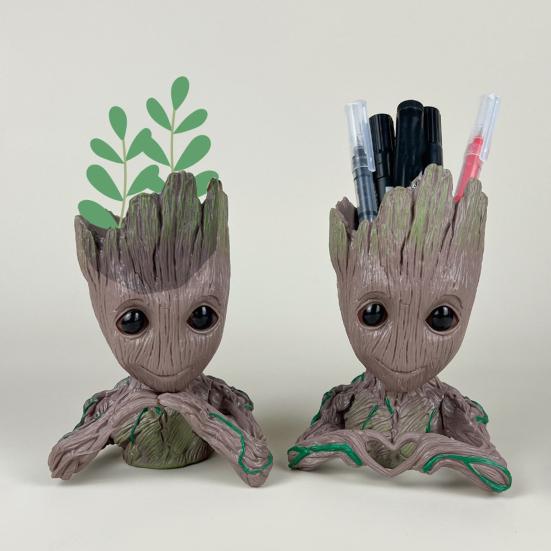 Tree Man Pen Holder Large Capacity PVC Vase Desk Organizer Box Stationery Storage Container Home Office Desktop Decoration Ornament