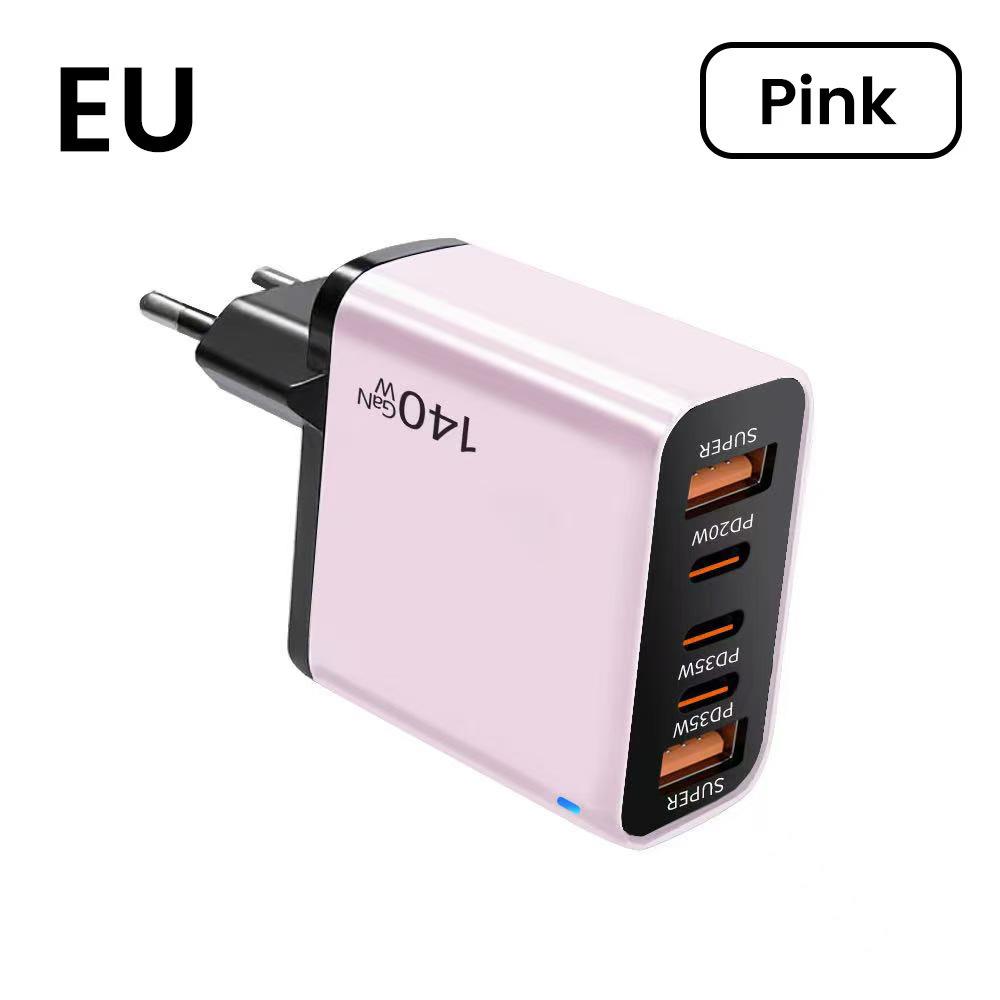 140W GaN Multi-Port Charger: Type-C Plug Adapter with US/EU/UK Standard, PD Fast Charging