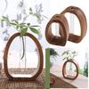 Vase Ornaments Solid Wood Flower Vase Test Tube Shape Glass Vase  for Home Desktop Decoration