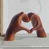 Imitation Wood Grain Love Gesture Sculpture Resin Craft Ornament for Home, Bedroom, Living Room and Entryway Desktop Decoration