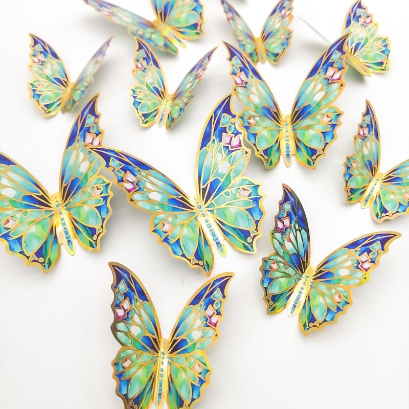3D Butterfly Wall Decors 12Pcs Small Large 2Sizes Colorful Butterfly Decorations for Birthday Party Adhesive Stickers