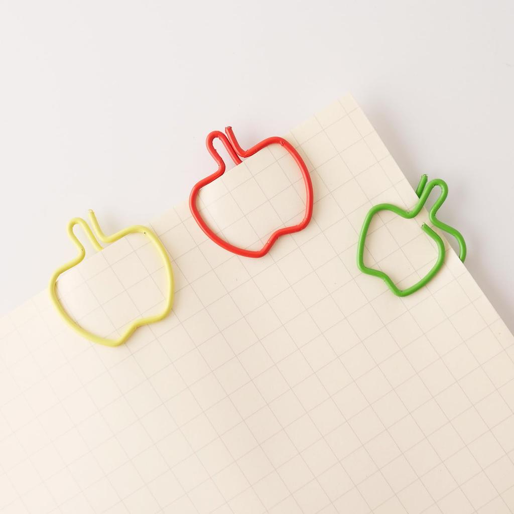Apple Paper Assorted Paper Clips for Document Slip-On Clips, 15-Piece Pack, Apple-Shaped Organizing, SZG-3810