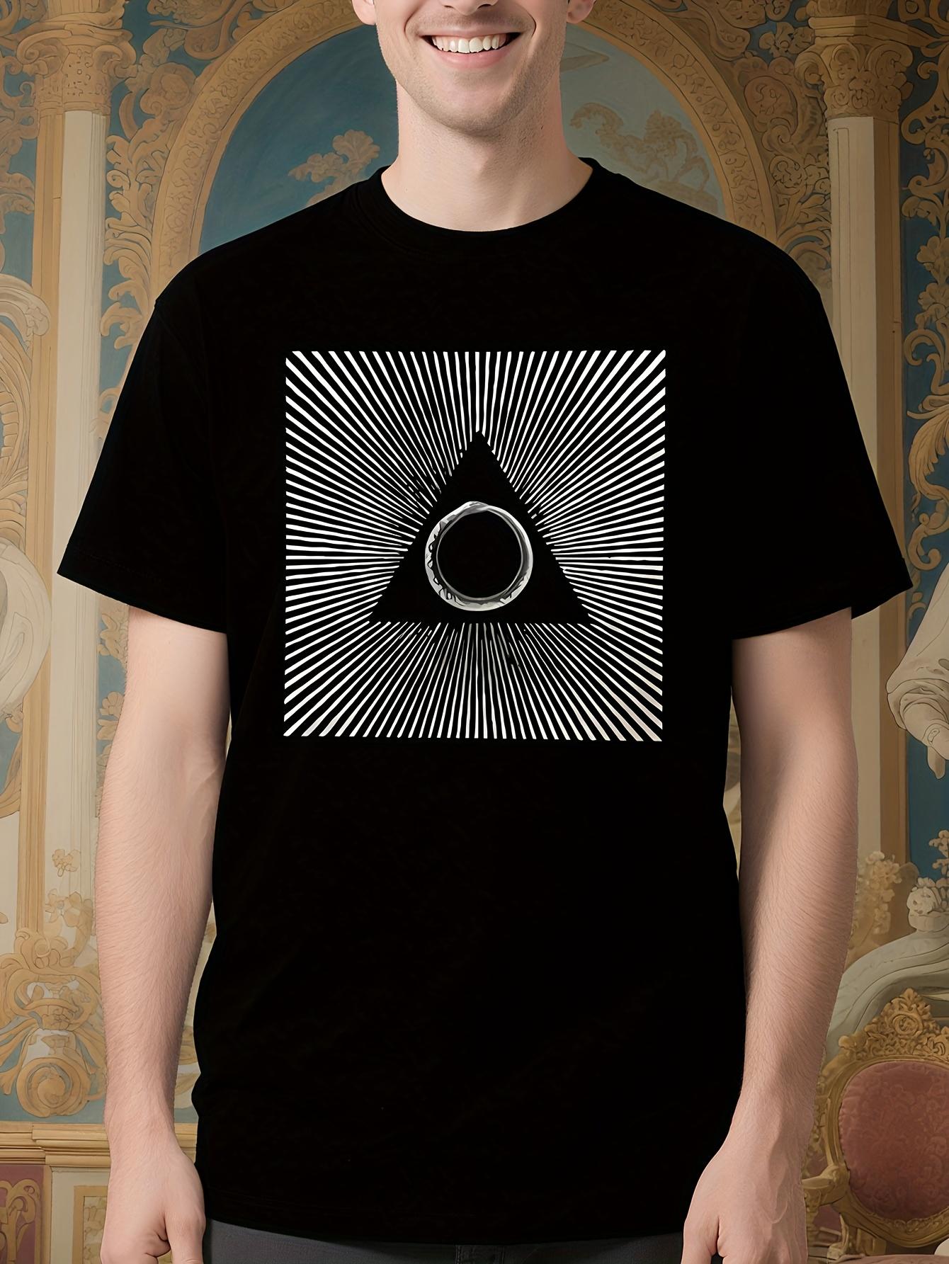 Psychedelic Occult Graphic Tshirt - Black Crew Neck Tee w... XL