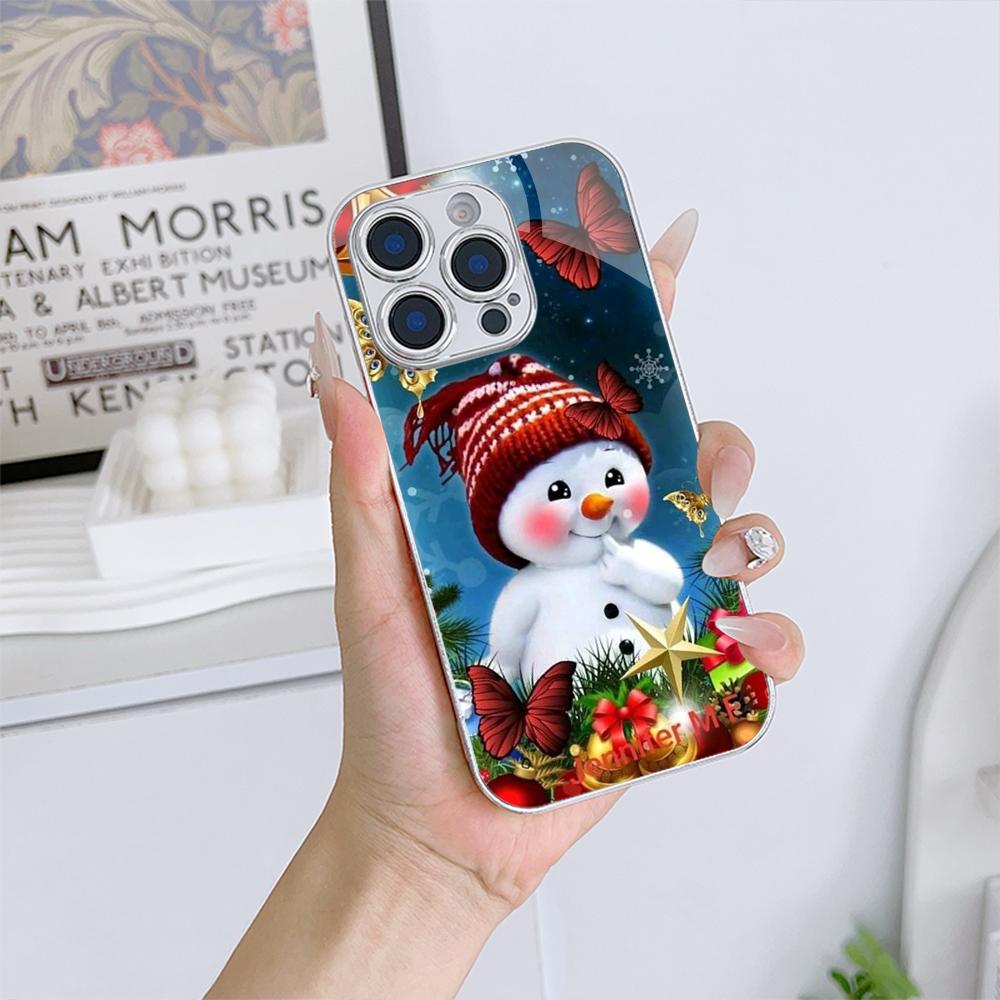 

Чехлы для телефонов Ae110 Merry Christmas из гальванизированного стекла для Samsung S24 FE S25 Ultra iPhone 16 XR Xiaomi Redmi OPPO Vivo с полной защитой объектива и задней крышкой Vivo V30 5G