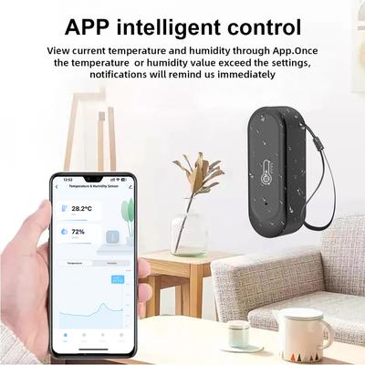 Smart ZIgbee/WIFI IP65 Waterproof Temperature and Humidity Sensor Black Tuya APP Monitoring For Alexa Google Home