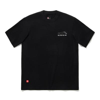 Li Ning Skateboard Series Letter Print Round Neck Comfortable Versatile Breathable Short Sleeve T-Shirt Unisex T-Shirt Black AHSU941-1