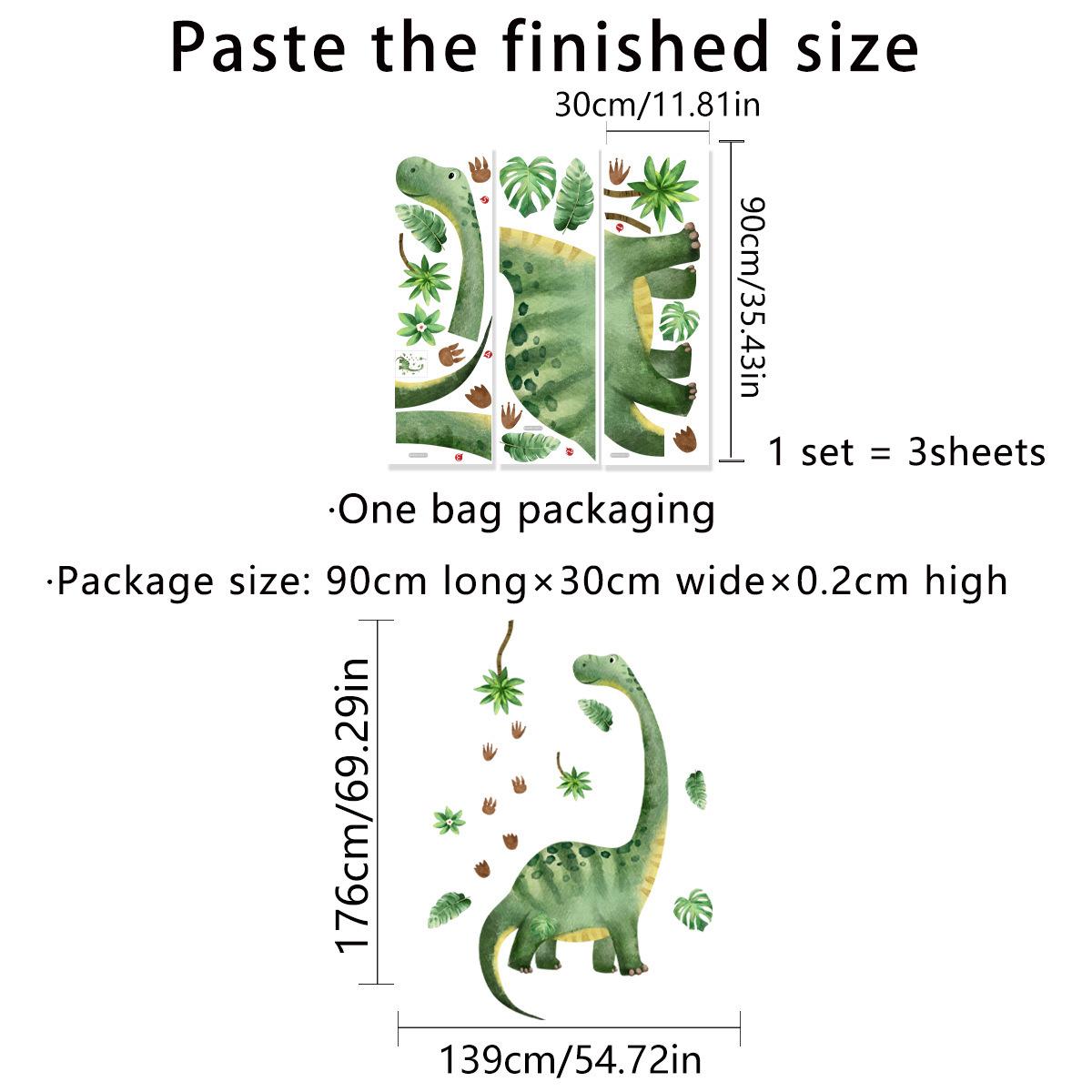

Various Dinosaurs Green Leaf Footprints Big Tree Wall Sticker Children S Room Kindergarten Background Decorative Wall Sticker Self-Adhesive