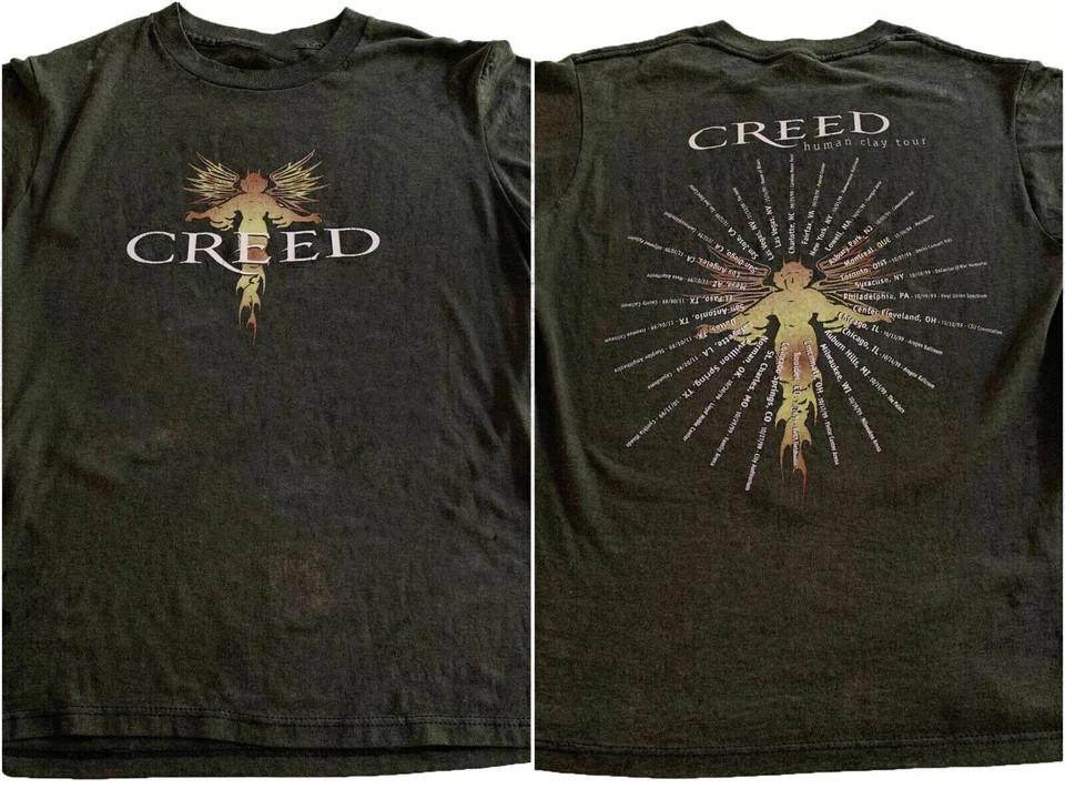 

Creed 1999 Human Clay Tour 2 Side Concert Cites Tour Black T-shirt Reprint XL