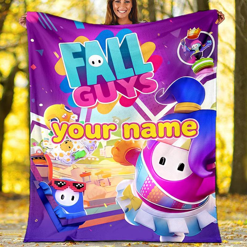 Customiz Name Personality Game Fall Guys Blanket Soft&Warm Office Bed Travel Lunch Break Blanket,Gift All Seasons