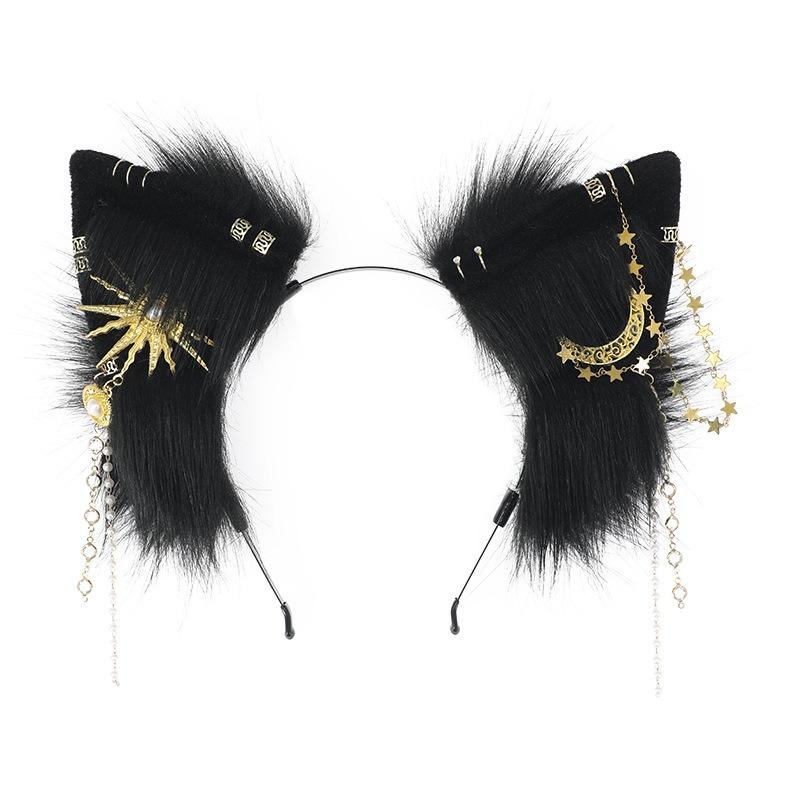 Serre-tête oreilles d'animal de simulation fait main accessoires de cosplay de bande dessinée couvre-chef mignon en peluche fête accessoires pour cheveux serre-tête oreilles de loup